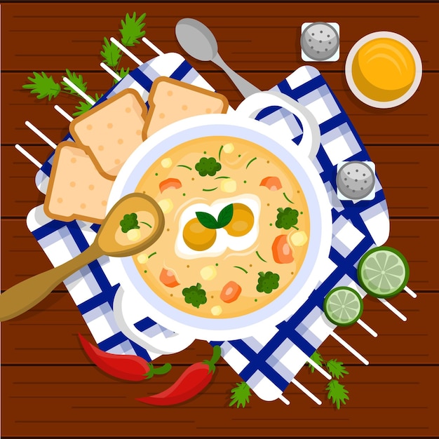 수프와 편안한 음식 그림