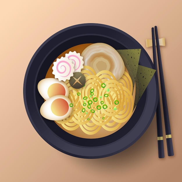 Comfort food ramen in plate