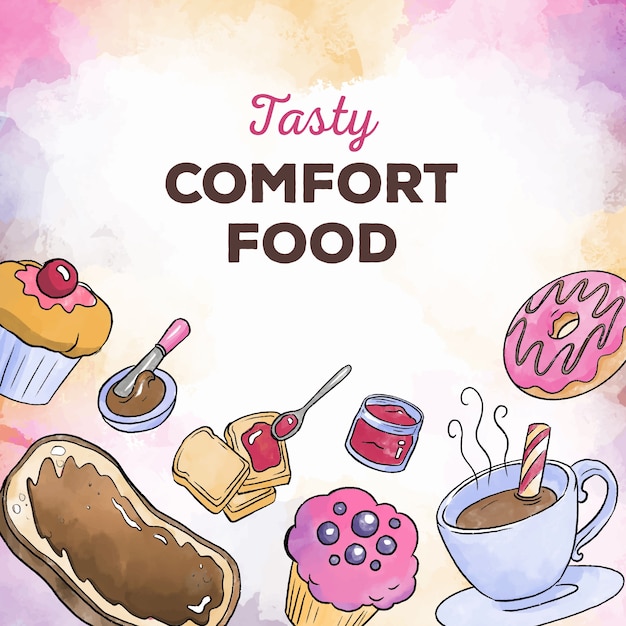 Free vector comfort food sweets and coffee