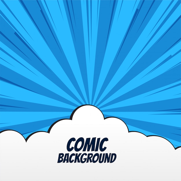 無料ベクター 雲と光線を持つ漫画の背景