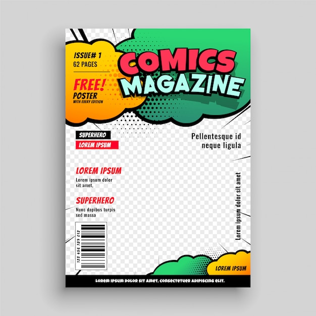 Comic book cover page template design