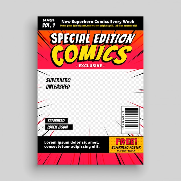 Бесплатное векторное изображение Шаблон обложки для специального издания комиксов