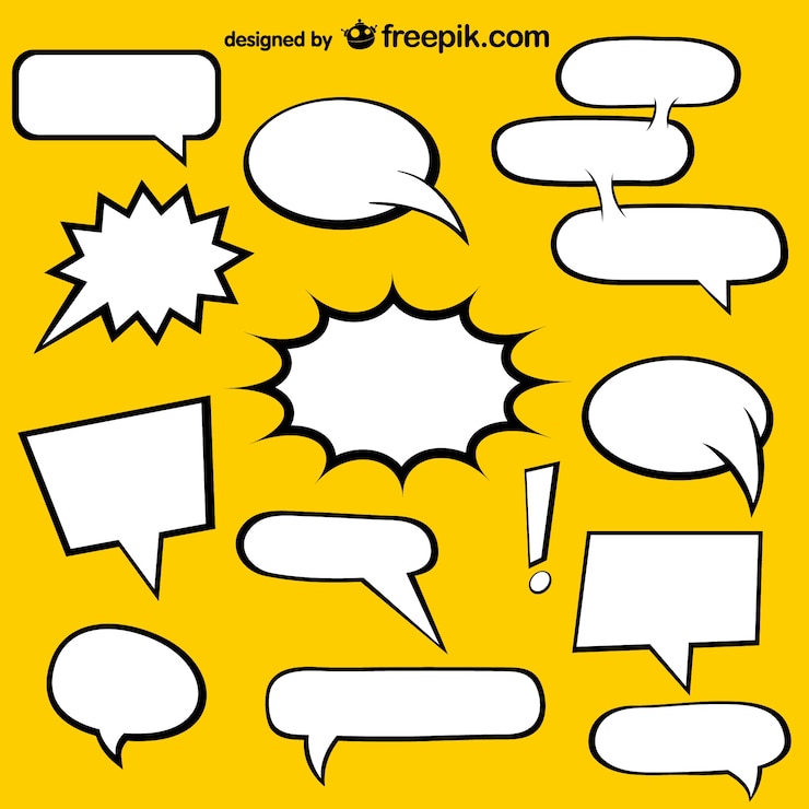Free Vector comic book speech bubbles and yellow background