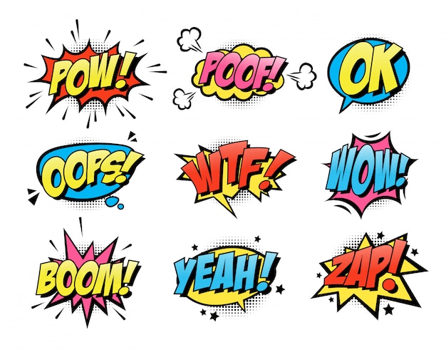 Colorful Comic Noise Clip Art Set Superheros Comic Book 