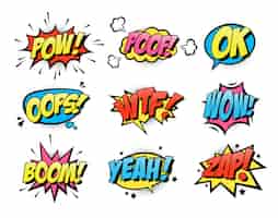 Free vector comic burst text balloons flat icon collection