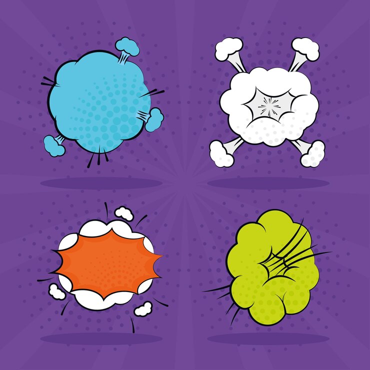 Free Vector comic bursts icon set design
