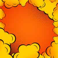 Vettore gratuito nubi comiche su sfondo arancione