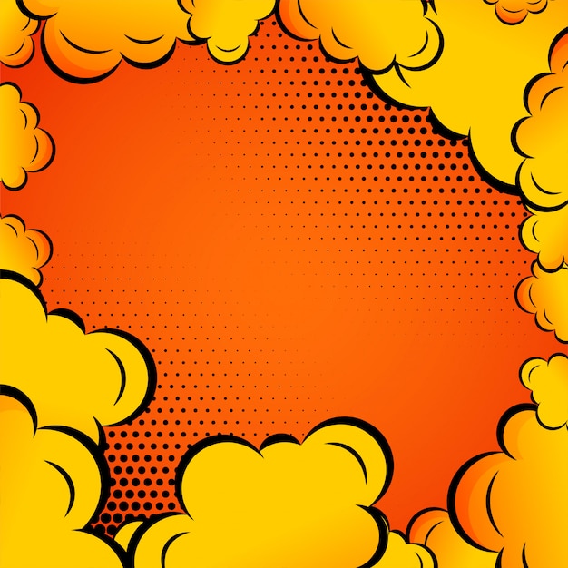 Comic clouds on orange background