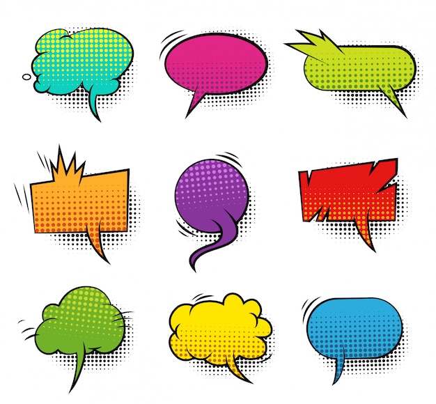 Free vector comic colorful blank speech bubbles collection