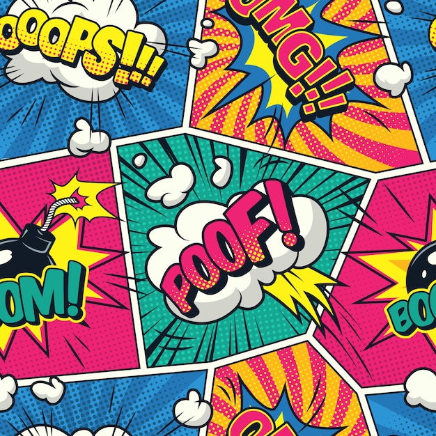 Free vector comic colorful seamless pattern