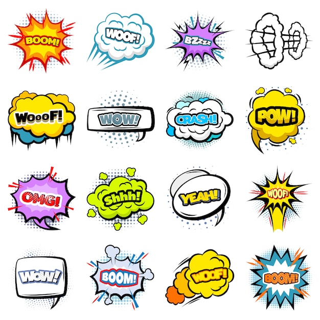 Comic Colorful Speech Bubbles Collection