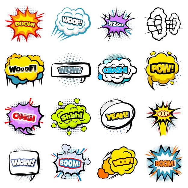 Comic Colorful Speech Bubbles Collection