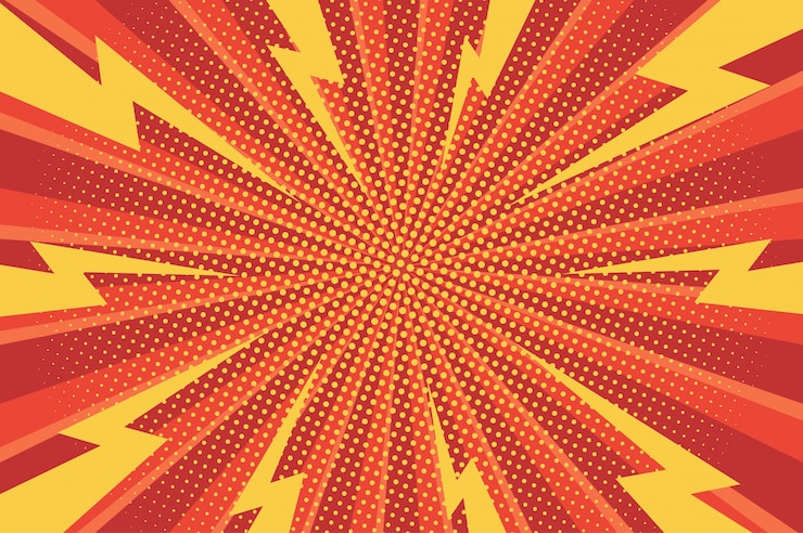 Free Vector comic dynamic green background with radial beams and dotted humor effects 