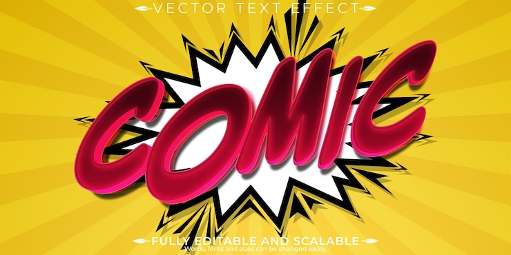 Free Vector comic editable text effect editable book and red text style