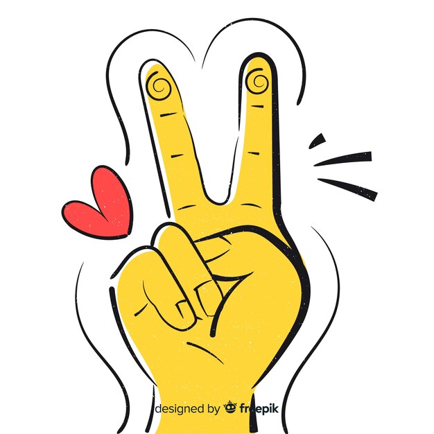 Comic hand peace symbol background