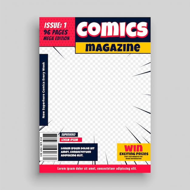 Comic magazine book front page template