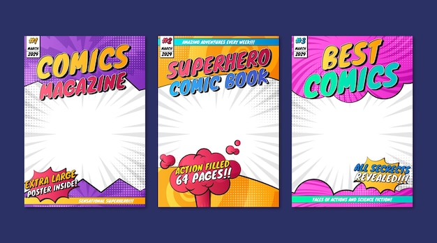 Free vector comic magazine covers collection