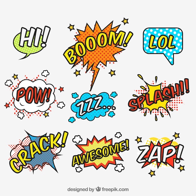 Comic onomatopeias with art pop style