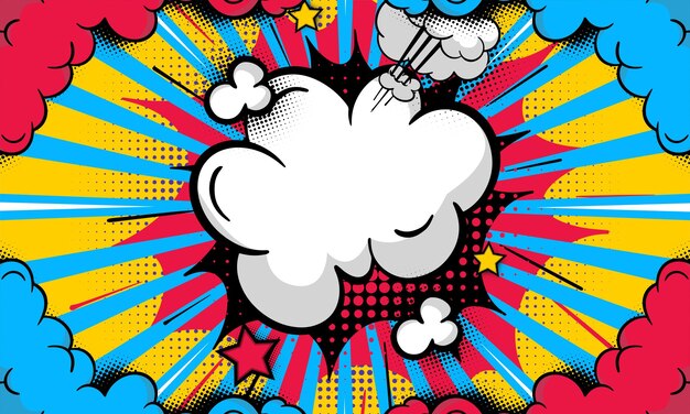 Comic pop art cloud bubble Funny speech bubble Trendy Colorful retro vintage background in pop art retro comic style Illustration easy editable