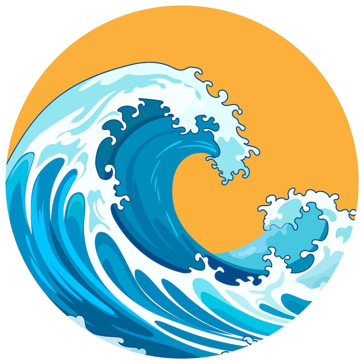 Free Vector comic retro wave in traditional japanese painting style
