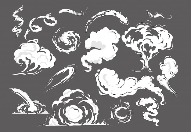 Free vector comic smoke puffs set