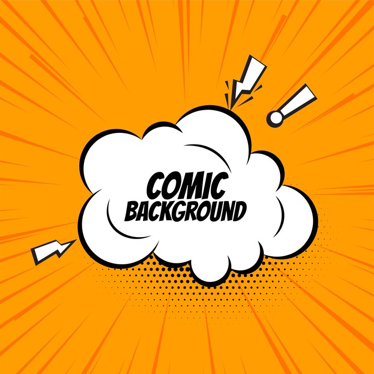Free Vector comic speech bubble cloud on orange background