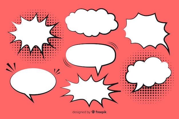 Comic speech bubble collection pink background