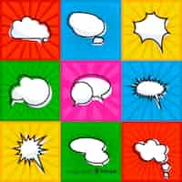 Free vector comic speech bubble collection with colorful background