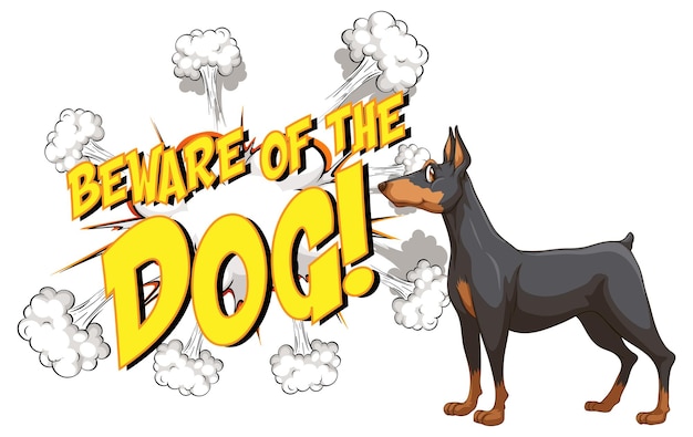 Free vector comic speech bubble with beware of the dog text