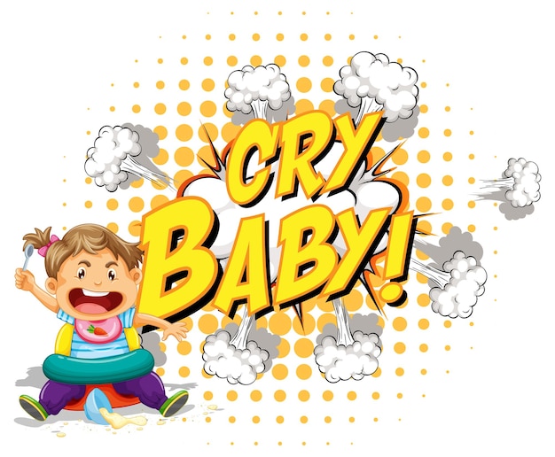 Free vector comic speech bubble with cry baby text