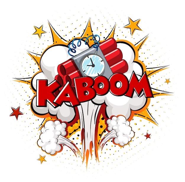 Бесплатное векторное изображение Комический речевой пузырь с текстом kaboom