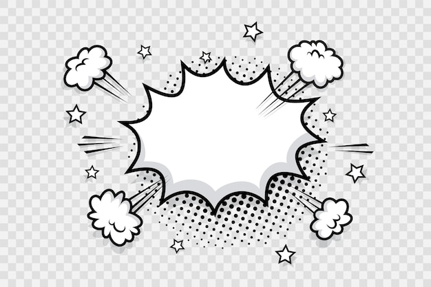 Комический речевой пузырь со скоростными облаками. векторная иллюстрация. Premium векторы