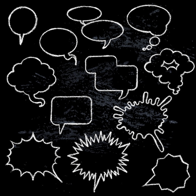 Free vector comic speech bubbles icons collection various shapes on black background