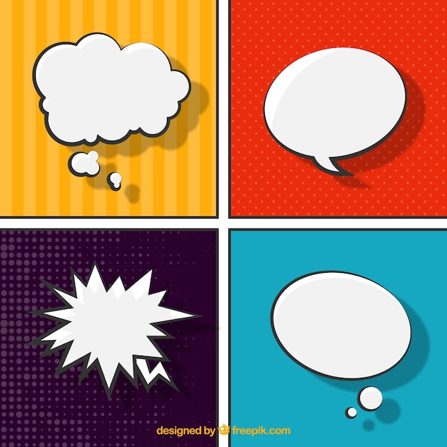 Бесплатное векторное изображение Комикс речи пузыри