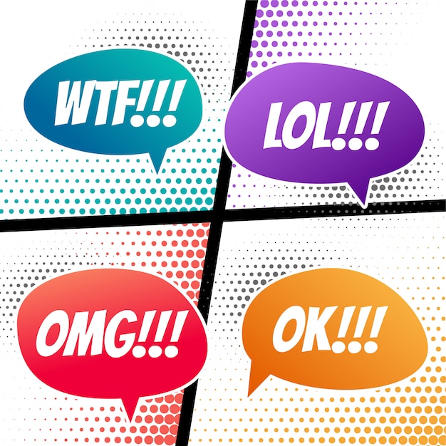 Free vector comic speech dialog expressions bubble in different colors