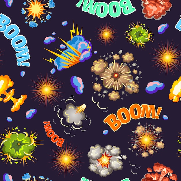 Free vector comic style explosions seamless pattern