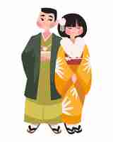 Free vector coming of age day japan man and woman illustration