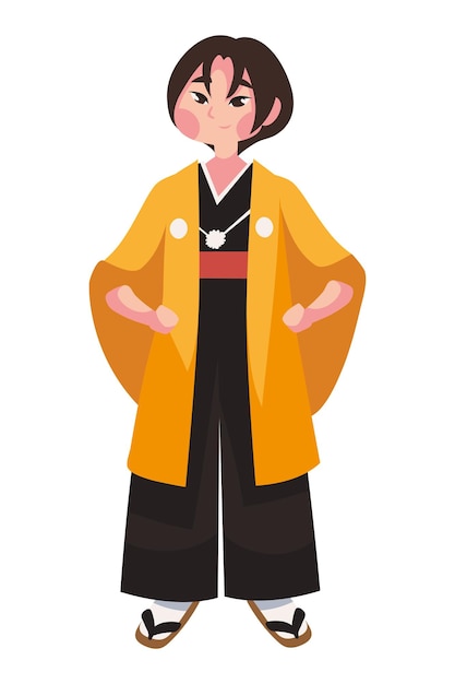 Free vector coming of age day japanese man cartoon illustration