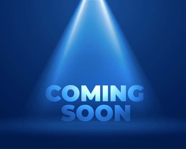 Free vector coming soon blue background with studio focus light