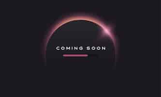 Free vector coming soon text on abstract sunrise dark background with motion effect