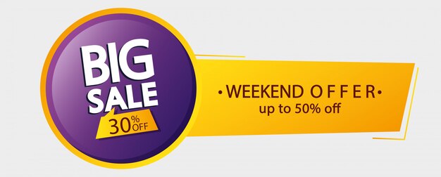 Commercial banner big sale lettering with thirty and fifty percentage discount