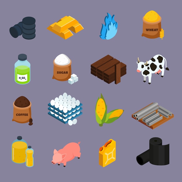 Free vector commodity icons set