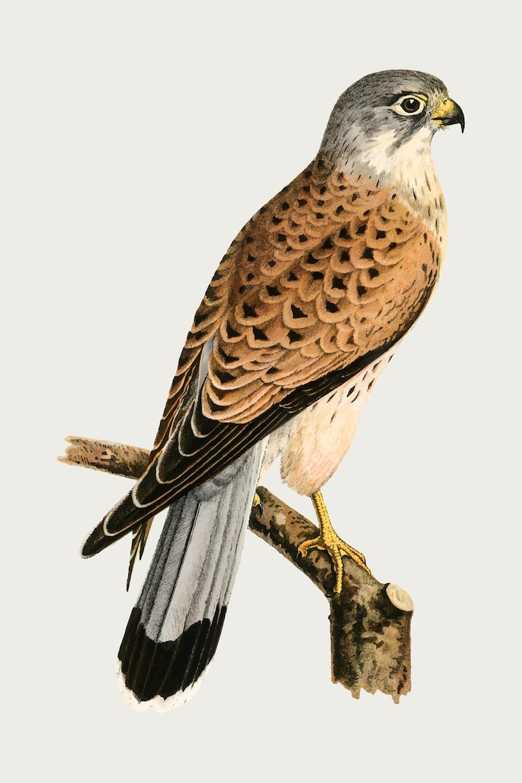 Free Vector common kestrel bird in hand drawn style
