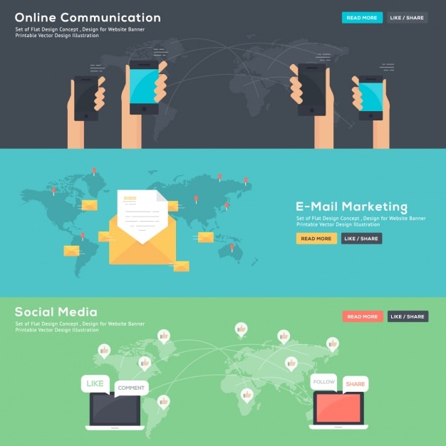 Free vector communication banners set