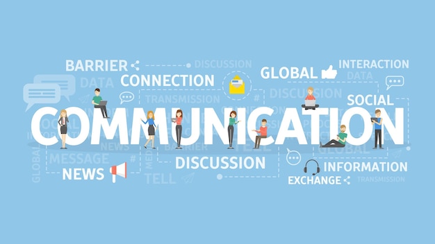 コミュニケーションの概念図ディスカッションの相互作用と交換のアイデア