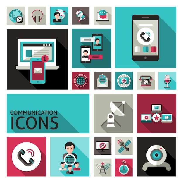 Free vector communication icons set