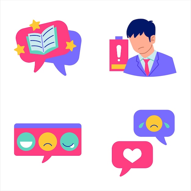 Free vector communication of people stickers part 3