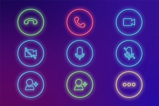 Free vector communications neon icons