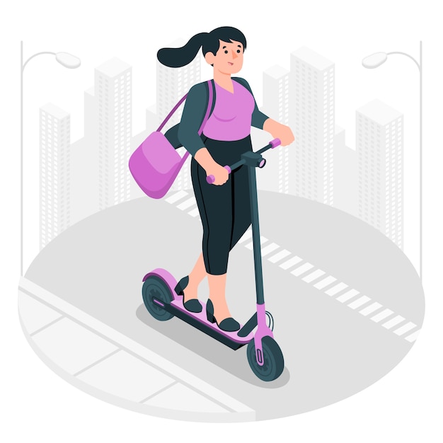 Free vector commuting by scooter concept illustration