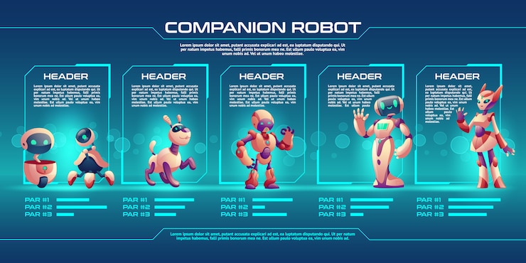 Free Vector companion robot evolution timeline infographics